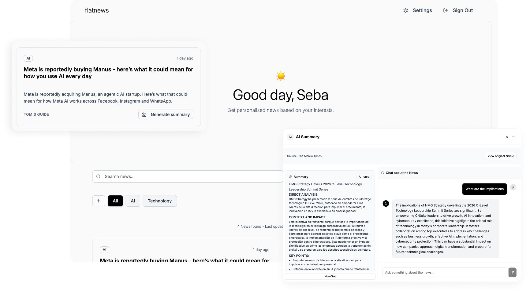 Flatnews interface preview